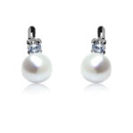 Pendiente oro blanco perla
