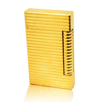 Encendedor Dupont plaque oro lineas horizontales - Joyerías Briones