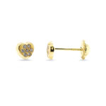 Pendientes oro corazón circonitas