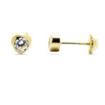 Pendientes oro corazón circonita