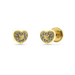 Pendientes oro corazón circonitas