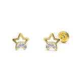Pendientes bicolor estrella circonita