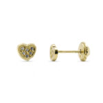 Pendientes oro corazón circonita