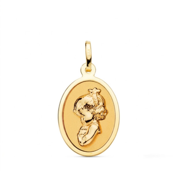 Medalla Virgen niña oval