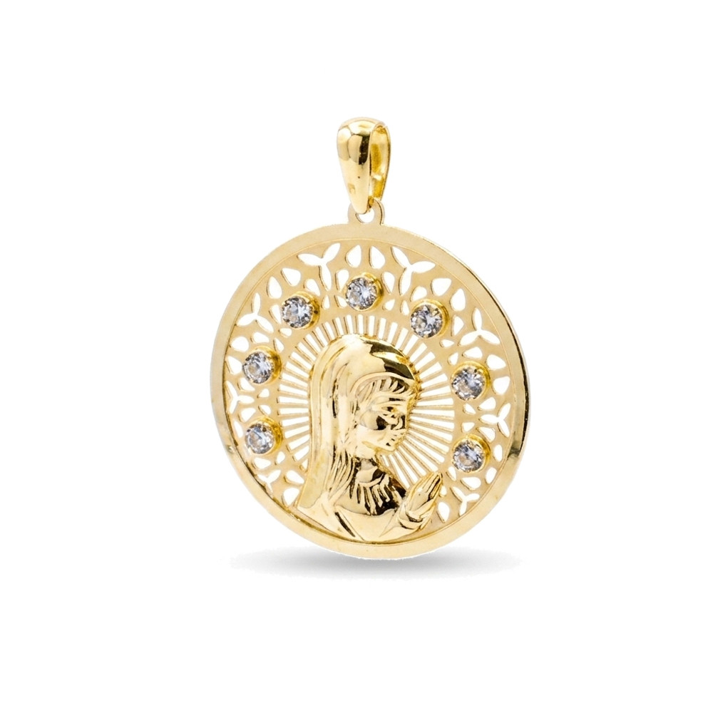P000300091 Medalla Virgen niña 20mm circonita