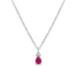 Cadena+Colgante trébol diamantes rubi