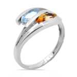 Anillo oro blanco 2 piedras color