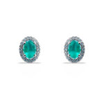 Pendientes orla diamantes centro esmeralda