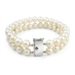 Pulsera 2 hilos perla 7-7.5mm cierre oro blanco