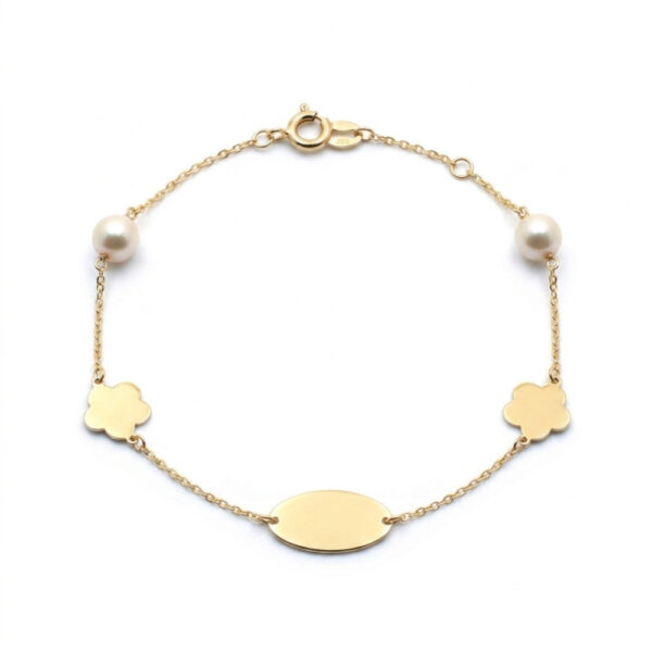 Pulsera fina chapita flor perla