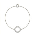 Pulsera oro blanco fina circulo circonita