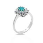 Anillo flor garra diamantes esmeralda