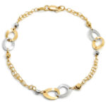 Pulsera bicolor bolas doble cadena óvalos