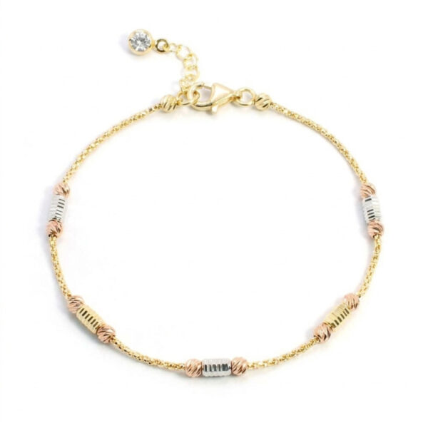 Pulsera tricolor bolas cilindro